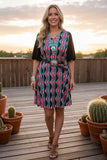 Western patchwork serape black short sleeve women boutique dress YMY15527 (BS2)