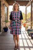 Western patchwork serape black short sleeve women boutique dress YMY15527 (BS2)
