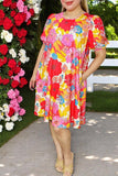 Shop women dress wholesale online Floral prints & short sleeve & side pockets YMY15972 AS13