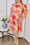Women dress wholesale online Floral prints & short sleeve & side pockets YMY15972