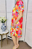 Ladies dress wholesale online Floral prints & short sleeve & side pockets YMY15972