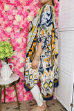 Western prints duster Yellow & blue multi printed kimono YZ161497