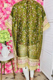 Floral duster wholesale Green floral printed kimono with/tassels YZ191003
