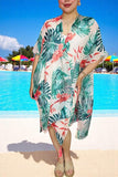 Women duster wholesaler Multi color palm leaf printed kimono w/tassels YZ192018