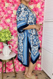 Women's duster vendors Blue floral multi pattern printed kimono YZ213070
