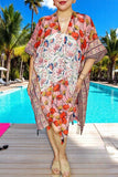 Women's duster wholesaler Multi-color floral printed kimono with tassels YZ213071