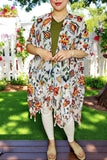 Spring duster wholesale Floral printed kimono w/tassels YZ213171