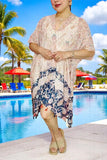 Wholesale women's duster Cream paisley & blue printed kimono YZ213177