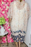 Wholesale women's duster Cream paisley & blue printed kimono YZ213177