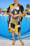 Women's duster suppliers Multi color block floral & polka dot printed kimono w/tassels YZ213203