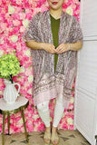 Long dustern wholesale Brown paisley printed kimono w/tassels YZ213211