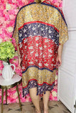 Women's duster suppliers Multi color block floral printed  kimono YZ213212