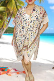 Women's cardigan duster Blue floral printed kimono YZ213213