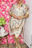 Women's cardigan duster Blue floral printed kimono YZ213213