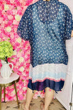 Women's duster suppliers Navy blue & pink printed kimono with tassels YZ225020