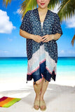 Women's duster suppliers Navy blue & pink printed kimono with tassels YZ225020