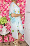 Women's duster wholesaler Blue/green polka dots kimono ZJ7279