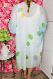 Women's duster wholesaler Blue/green polka dots kimono ZJ7279