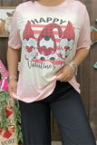 DLH14548 "HAPPY Valentine's Day "words&holiday graphic multi color printed short sleeve women top