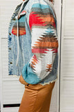 DLH14508 Aztec multi color printed jean fabric with string/hats and front pockets  IS12