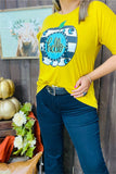 DLH9900 HELLO Pumpkin printed short sleeve ginger women t-shirt IS7