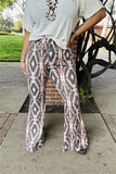 GJQ15654 Aztec multi color printed tighten/long bell bottom women pants