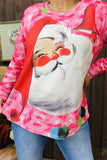 DLH15340 Santa claus graphic printed long sleeve women tops