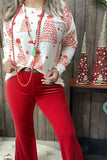 DLH15337 Wholesale red Christmas trees prints long sleeve women top