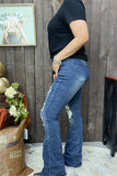 S003 Scratch on the knee blue jean long straight women pants