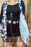 GJQ14616 Leopard printed w/tassels women vest /cardigan IS13