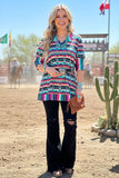 Multi color Aztec & serape printed half sleeves tunic women top GJQ12242 CS9