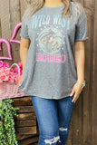 XCH14272 "WILD WEST RODEO"Western short sleeve gray women tops( CS10)