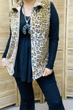 BQ15492 Wholesale brown leopard printed fleece women vest w/zipper