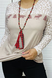 XCH14042 Christmas leopard printed long sleeve top for women HS2