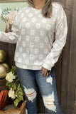 BQ15549 Sunflower printed in the gray background fabric long sleeve women tops