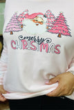 DLH15359 "MERRY CHRISTMAS"tree graphic printed long sleeve pink women tops