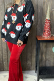 MY15294 Santa Claus for Christmas knitted black long sleeve women sweater wholesale for winter