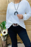 BQ15722 Boutique wholesale Long sleeve w/tighten cuff white women top