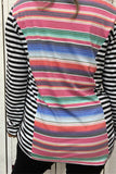 GJQ10273 Multi-color serape with black/white striped long sleeve top (DS9)