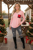 Western pink & plaid long sleeve women's boutique top BQ8142 (CLEARENCE)
