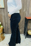 BQ15438 Black solid color straight design women pants