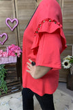 BQ15871 Short sleeve w/double ruffle&bronze stud women blouse