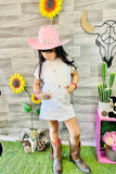 DLH2496 Solid white jersey short sleeve girls tops (A7S8)