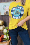 DLH9900 HELLO Pumpkin printed short sleeve ginger women t-shirt IS7