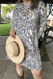 BQ15488 Multi color leopard printed w/side pockets long sleeve women dresses