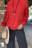 XCH15458 Long sleeve/red sequin women tops