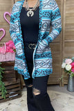 XCH15895 Aztec&leopard multi color printed long sleeve women cardigan