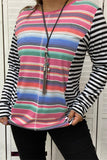 GJQ10273 Multi-color serape with black/white striped long sleeve top (DS9)