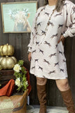 GJQ15670 Cheetah printed knitted sweater long sleeve women dress w/side pockets