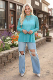 Southern Stitch Rhinestone checkered turquoise sheer women top XCH17068